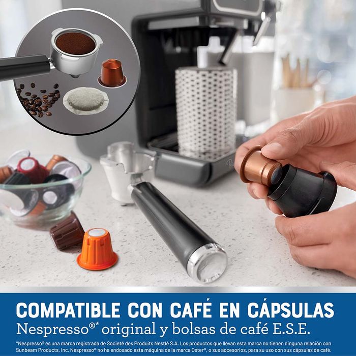 OSTER Cafetera Automática de Espresso PrimaLatte 2121962 Oster (Compatible  con Cápsulas Dolce Gusto)